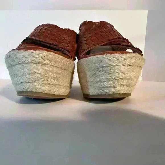 Vintage Foundry Co Lorie Espadrille Wedge Sandal Leather Style VFL254 Cognac 7.5 - Picture 5 of 11